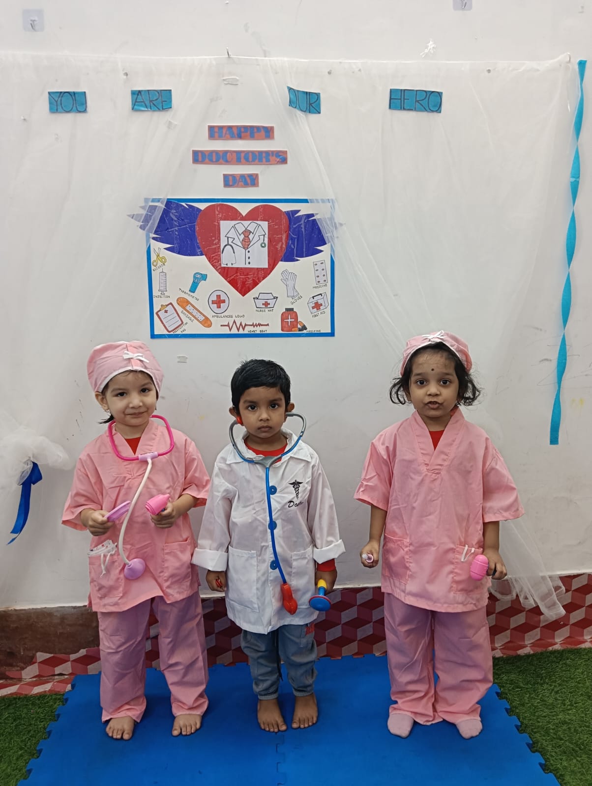 Children dressed as doctors for Doctor's Day
